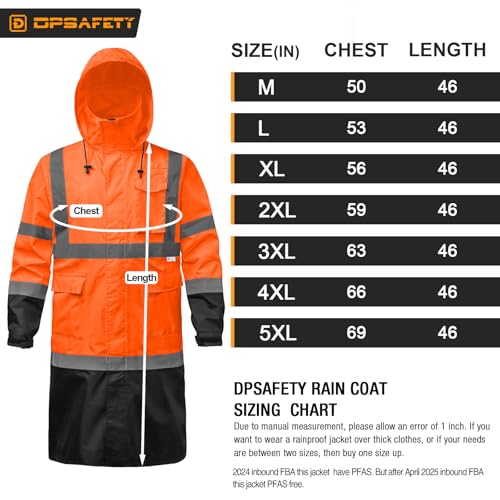 Image of Hi Vis Rain Jacket with 3M Reflective Stripe,High Visibility Class 3 Rain coats,Safety Waterproof Rain Suits for Men with Hood and 2 Large Pockets construction work rain gear(Orange 2XL)