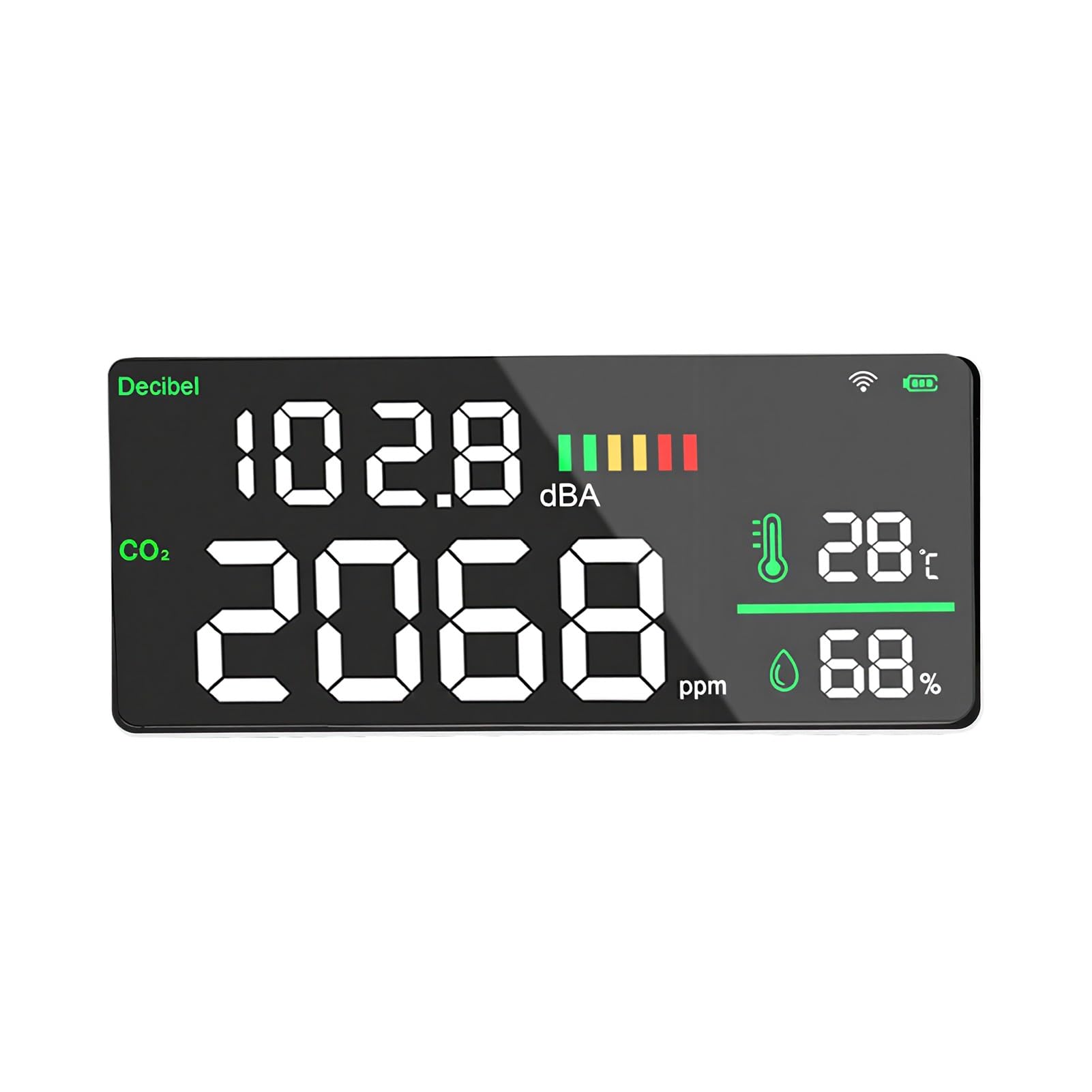 Generic Medidor de Decibelios Digital Inteligente con Detección de CO2 y Monitoreo Ambiental para Oficina en Casa WiFi 2.4G