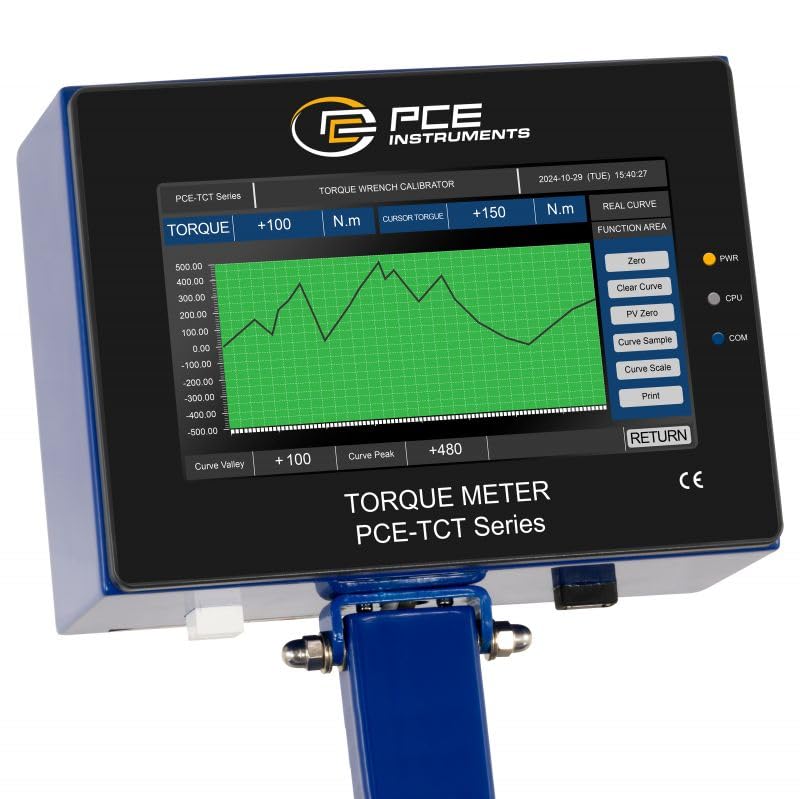 PCE Instruments, PCE-TCT 100 Torque Tester for Wrenches, Measures 0.01–100 Nm, with Peak Hold, Real-time Curve Display, USB/RJ45 Data Transfer, and Direction Indicator