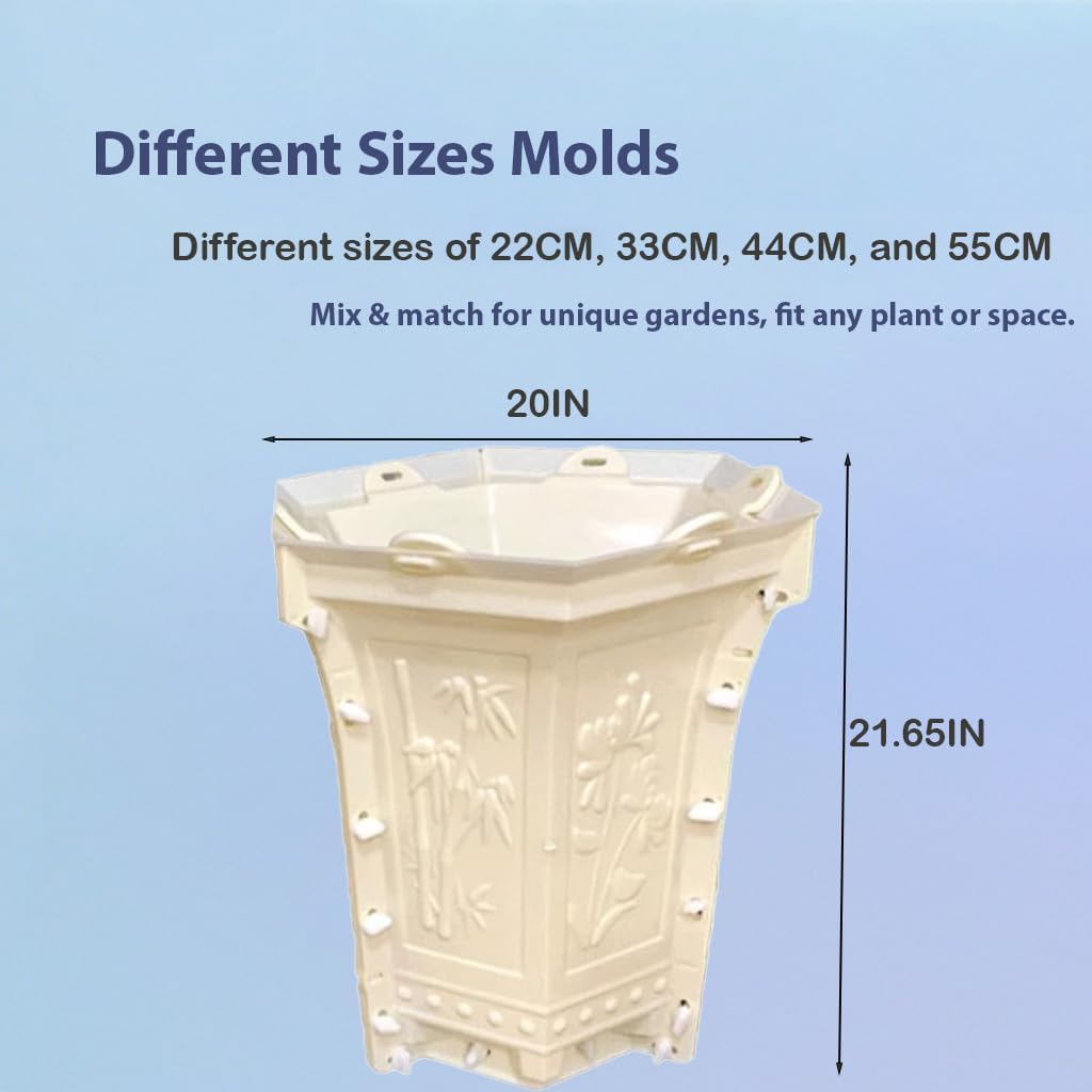 Hexagonal Cement Flower Pot Molds, Concrete Planter Moulds for DIY Garden Lover (55CM)