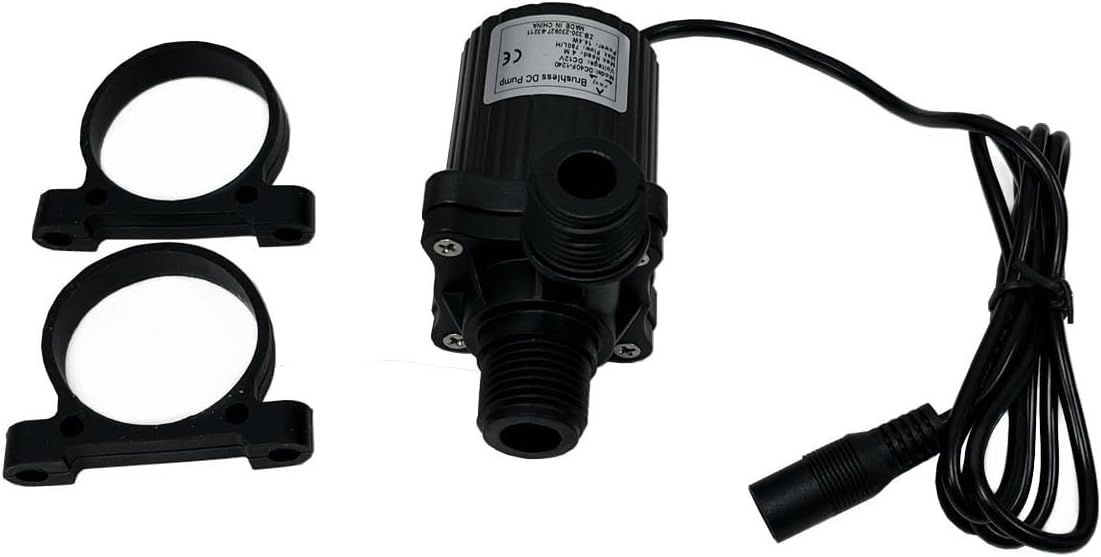 SHYSKY DC40F-1240 Micro Brushless DC Water Pump 12V 14W, 206GPH 13ft, Waterproof, 1/2 inch threaded ports, Safe Low Noise Stable Long-term Work, Submersible or Land Use, For Small cooling, gardening