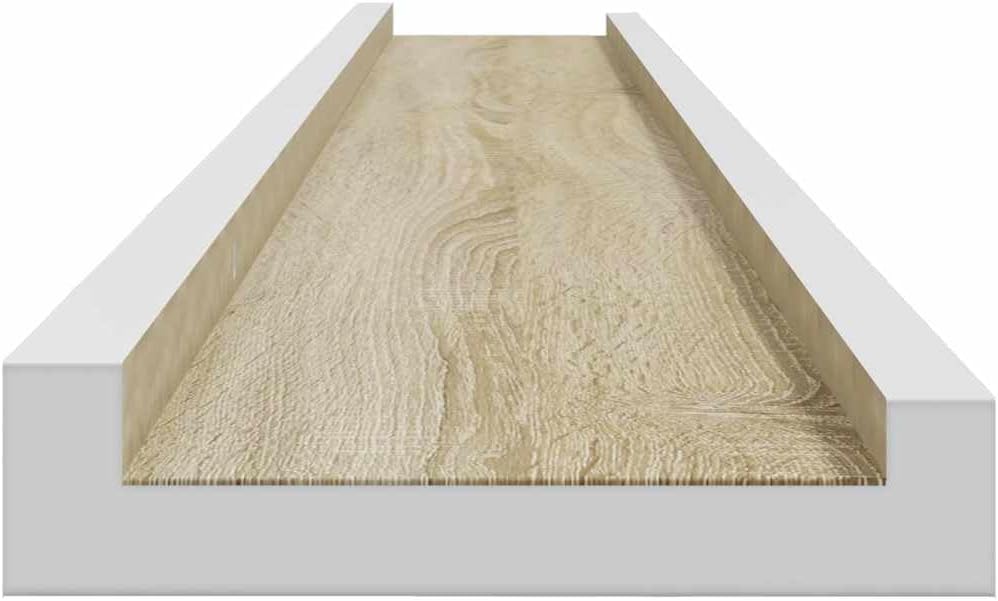 vidaXL 45.3"x3.5"x1.2" Modern Wall Shelves - Set of 2, Durable MDF Construction, White and Sonoma Oak, Easy to Clean, Suitable for Various Display