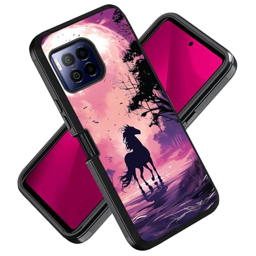 ZXHSBROK for T-Mobile REVVL 7 Pro 5G Phone Case, Military Grade Heavy Duty 3-Layer Shockproof Drop Protective Cover for T-Mobile REVVL 7 Pro 5G (2024), Horse is Under the Moon