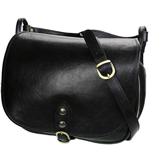 OLIVIA Sac bandoulière femme cuir WESTERN 31x25x15 cm - Noir, Cuir