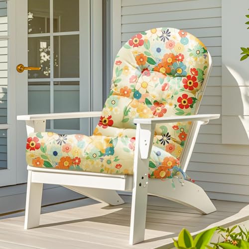 Uthem Adirondack Chair Cushion Waterproof Indoor Outdoor Rocking Chair Cushion 44 Inches Patio High Back Chair Cushions Thickened Adirondack Rocking Chair Cushions with Ties