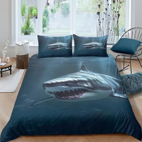 Parure de lit requin blanc 3D microfibre de qualité supérieure 200x200 - 4