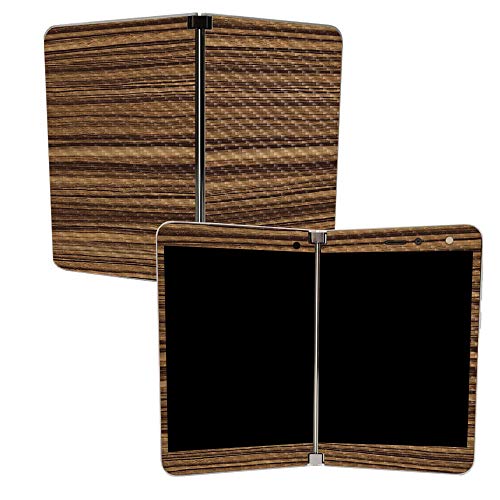 Image of MIGHTY SKINS MightySkins Carbon Fiber Skin for Microsoft Surface Duo - Dark Zebra Wood | Protective, Durable Textured Carbon Fiber Finish | Easy to Apply | Made in The USA