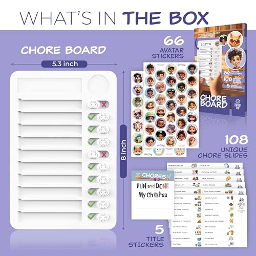 Image of Chores Chart for Kids, Chore Board Visual Schedule Checklist, Chore List | Daily, Weekly & Monthly Magnetic Chore Chart with Stickers, Home Routine Board, Behaviour Chart for Kids with ADHD & Autism