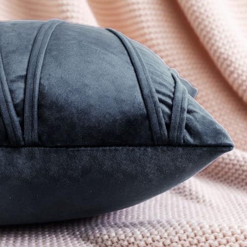 Image of Khooti Velvet Striped Cushion Cover Pack of 1-24x24 Inches / 60.96x60.96 Cm | Dark Grey | Soft Pillow Covers Cushion Case for Sofa Bedroom Livingroom Chair Car, Cushion Cover with Zig Zag Pattern