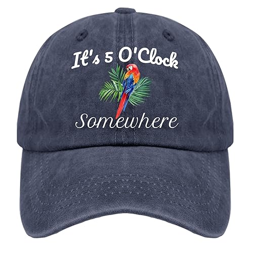 ODCRAT Jimmy Music Buffett Accessories Hats Its 5 Oclock Somewhere Hat Navy Blue Mens Baseball Cap