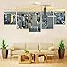 Produktbild QMCVCDD 5 Stück Leinwand Wandplakat 5 Stück Kunstdruck Leinwandbilder Wanddeko New York Skyline Hochhaus Modern Wohnzimmer Dekoration XXL Hd Poster 5 Stück Puzzlerahmenlos