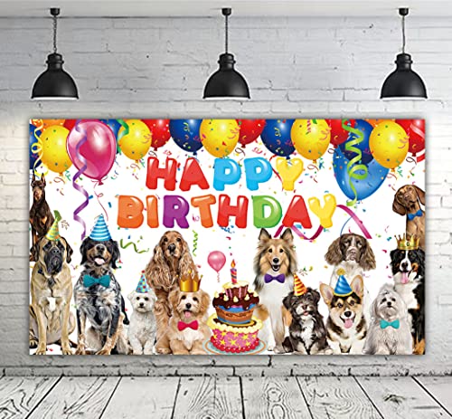 6 X 3.6ft Dog Happy Birthday Backdrop Dog Birthday Sign Banner Puppy Dogs Bday Photography Background Dogs Owner Bday Decoration Party Supplies Wall Decor Room Decor