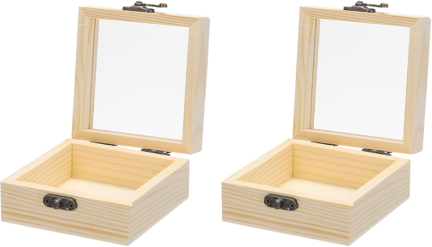 Amazon.co.jp: 未仕上げ木製ディスプレイボックス蝶番蓋付き、3.5 