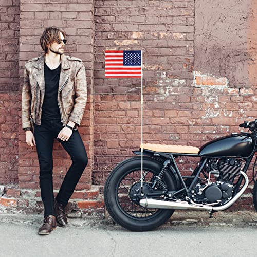 2 Sets Bike Safety Flag With Pole Heavy Duty Fiberglass Pole Us Flag Orange Safety Flag Adjustable Bicycle Flag Pole For Kids Outdoor Cycling Supplies #TOP6