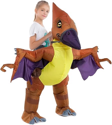 Miniatura 2 de HSCTEK Disfraz inflable de dinosaurio para niños, T-rex, velociraptor, triceratops, dilophosaurus, pteranodon, carnotaurus