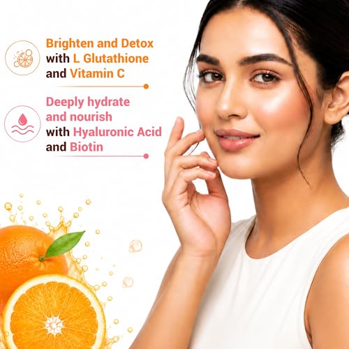 Image of NutraStore Skin Glow | L Glutathione Effervescent Tablets Combo Pack | Orange Aura & Strawberry Radiance Flavor | With Vitamin C, Hyaluronic Acid, Biotin, Astaxanthin & Zinc | Advanced Antioxidant Skin Blend | 2 x 15 Tablets