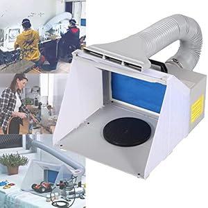 Draagbare Airbrush Paint Spray Booth Kit, verfset met draaitafel Krachtige ventilator, 3 led-verlichting, compact en gemakkelijk mee te nemen, voor het schilderen van kunstspeelgoedmodelonderdelen T