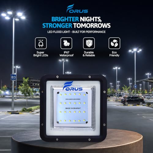 Image of Forus 20W LED Flood Light, White, 4-Year Warranty, IP67 Waterproof Outdoor Lighting, High Mast Halogen Focus Light for Factory, Garage, Parking, Garden, Shop, Warehouse, Tent, Warehouse, 1PC