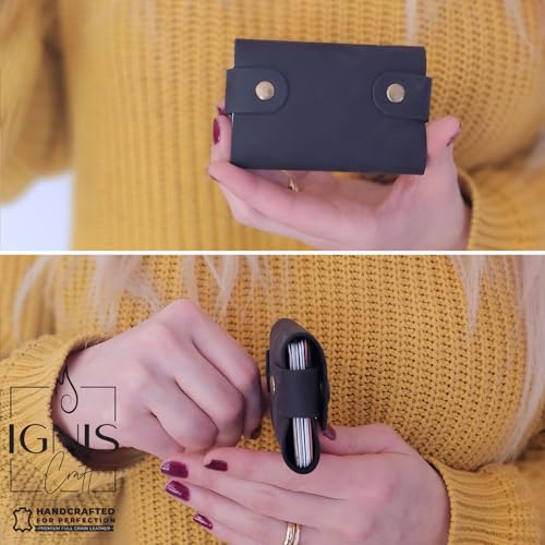 Black Leather Card Holder – Handmade Slim Wallet for Men - Image 3