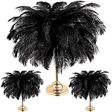 XunYee 60 Pcs Natural Ostrich Feathers 16-18 Inches/ 40-45 cm Large Natural Feather Home Decoration Ostrich Plume for Wedding Centerpieces Carnival Celebration Holiday DIY Craft (Black)