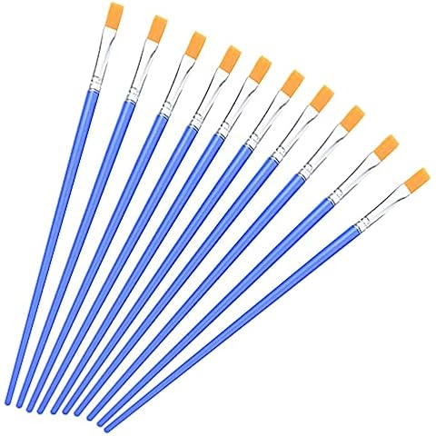 10 Piece Flat Nylon Artist Paint Brushes Cover