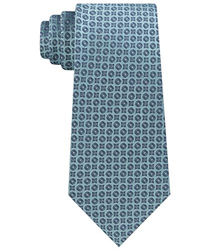 Calvin Klein Mint Mens One Medallion Print Slim Silk Neck Tie Green Not Applicable