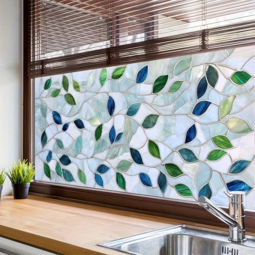 Película para ventana BlissYard hojas coloridas 39.3×17.7 pulgadas miniatura 6