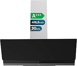 Cecotec Cappa Aspirante 90cm Decorativa Bolero Flux DT 904400 Matt Black A+++. Aspirazione 416,5m³/h, 3 Velocità, Basso Consumo, Motore DC, Controllo del Movimento e Touch, Vetro Opaco, Corpo Inox