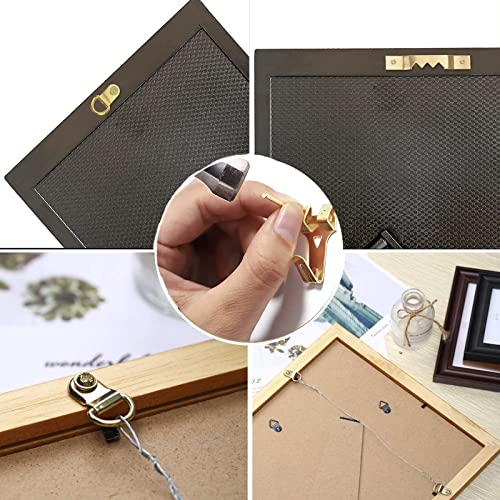 162Pcs Heavy Duty Picture Hooks for Hard Walls-Picture Hanging Kit with Wire,Sawtooth, D-Ring, Nails with Screws for Mirrors, Picture Frames ,Decor & Paintings (Gold)