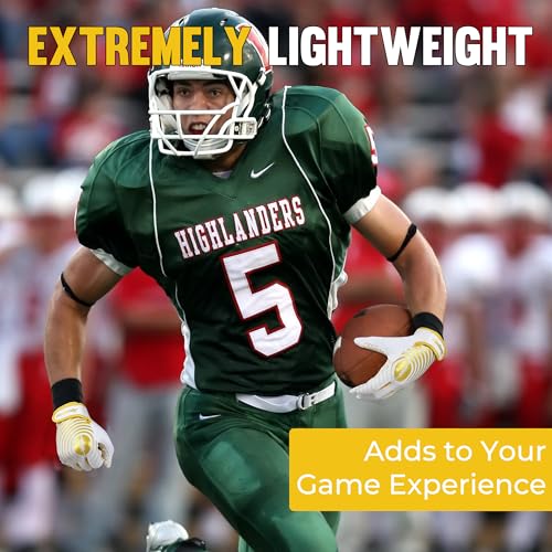 AIGEVTURE Mens Football Gloves Wide Receiver Youth Sticky Mens Receiving Gloves Best Gifts White and Gold Medium by AIGEVTURE - Image 3