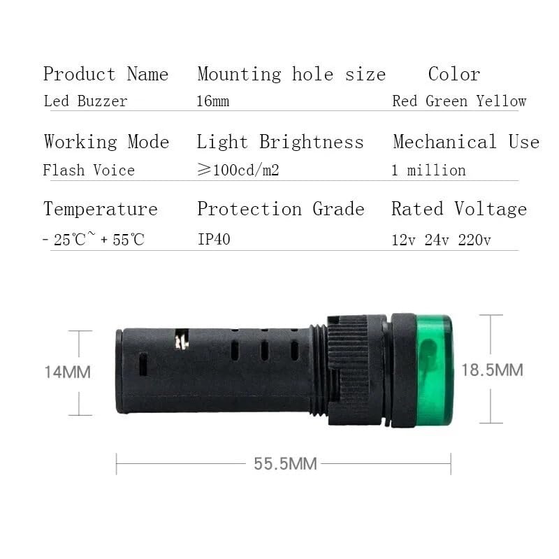 Buzzer de signalisation 16mm AD16-16SM pour résoudre les défauts de tension AC380V - 3