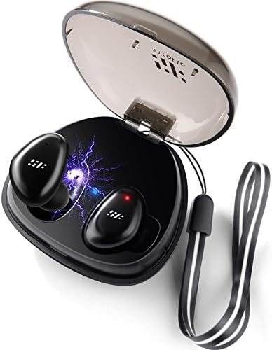 Siroflo Wireless Earbuds, Touch Control Wireless Anti-Dropout Headphones Charging Box, Sweatproof Bluetooth Earphones Noise Cancelling for iPhone iPad, Android Huawei Samsung, Nero Smartphones-Black (Black2)