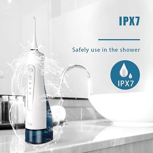 Miniatura 3 de Irrigador dental portátil con 4 modos, 4 puntas de chorro reemplazables, recargable por USB, limpiador de dientes impermeable IPX7 para el hogar y