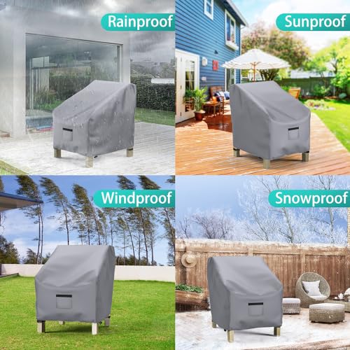 Image of 2 Pack Outdoor Patio Chair Covers Waterproof 36 inchWx37 inchDx36 inchH, Gray