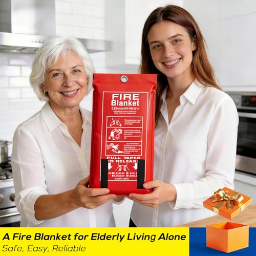 Image of FLASLD Emergency Fire Blanket for Home, 40x40 Inch Fiberglass Fire Blankets Emergency for People, Fire Suppression Blanket for Kitchen, Fire Extinguisher for Home