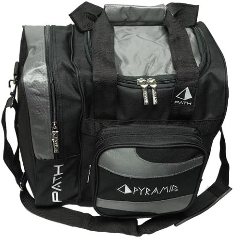 Pyramid Path Deluxe Single Tote Bowling Bag with Large Separate Compartment for Bowling Shoes (Up To US Mens Size 15) or Accessories - Holds One Bowling Ball