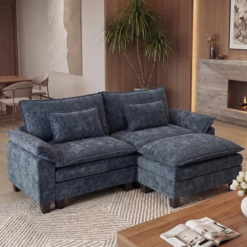 Image of URRED Oversized Modular Sectional Sofa，Blue：87 inch L Shaped
