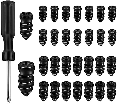 40pcs Car Tire Repair Nails, Rubber Tire Screws with Screwdriver Auto Motorcycle Vacuum Tire Repair Plugs Tyre repair for Cars Trucks Motorcycles(20 S+20 L)