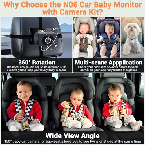 image for Rohent Baby Car Camera HD 1080P - Rear-Facing Infant Monitor with Nigh