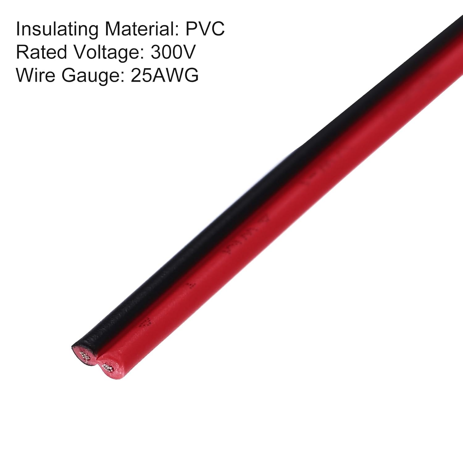 MECCANIXITY 24AWG 2-Conductor Electrical Wire, Tinned Copper 15Ft/4.5M Long Red Black Flexible Extension Cord 300V Parallel Wire with Wire Stripper for LED RGB Cable, DIY Model