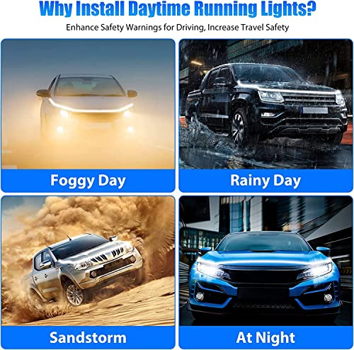 Car Hood Light Strip, 79 Inch Led Strip Lights For Car Hood Universal Engine Hood Guide Decorative Light Bar 12V Flexible Headlight Waterproof Daytime Running Light Strip For Cars,Suvs,Trucks (White)… #TOP5