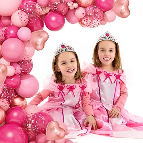 Amandir 162Pcs Pink Balloon Garland Arch Kit Hot Pink Rose Gold Confetti Metallic Heart Balloons For Minie Barbi Princess Party Decorations Girl Birthday Bridal Shower Wedding Supplies #TOP7