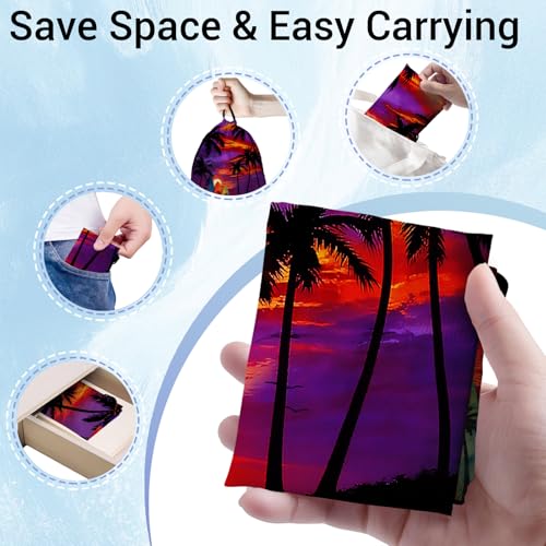 Image of Purple Palm Trees Gymnasts Grip Bag Lightweight Drawstring Bags for Gym Sports