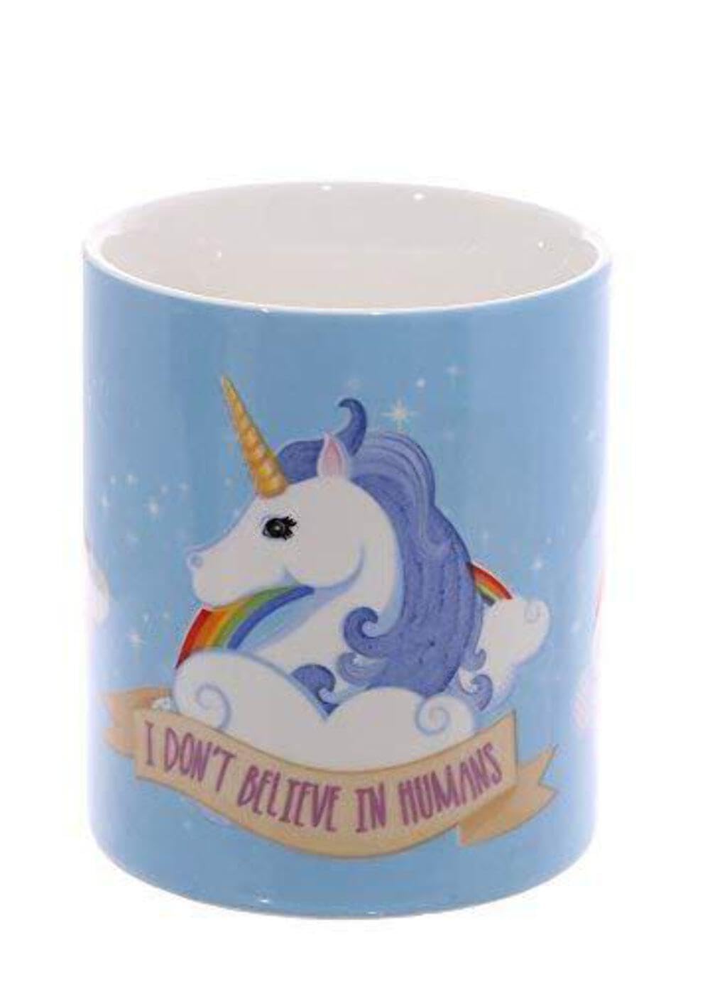 Kaycegifts Fun New Bone China Mug - Unicorn Mug I Dont Believe in Humans