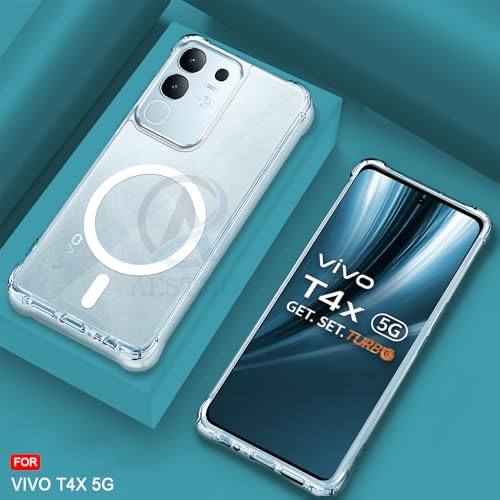 Image of AESTMO Clear Back Cover for Vivo T4X 5G / Z10X 5G / Y31 Pro 5G | 360 Protection | Transparent Back Cover (PC + TPU, Compatible with MagSafe Accessories, Transparent Bumper)