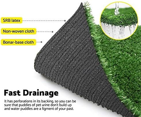 Miniatura 3 de Fasward Alfombra de Césped Artificial Astroturf para Uso Interior y Exterior, 10 X 12 Pies Césped Falso Tapete de Césped para Perros Césped