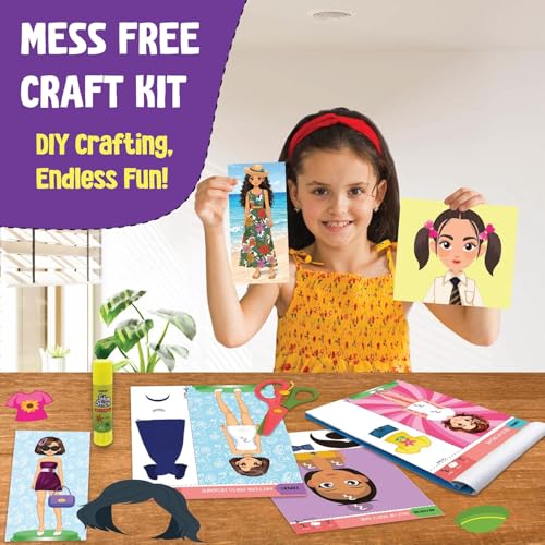 Image of SparkLPlay Craft Kit for Kids - DIY Scissor Skills Activity Set - with 18 Hairstyle & Dress-up Crafts for Girls Ages 3+ (My Style Studio)