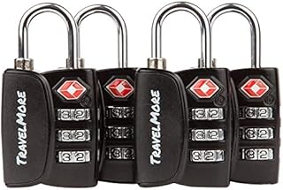 4 Pack Open Alert Indicator TSA Approved 3 Digit Luggage Locks for Travel Suitcase & Baggage (Black)