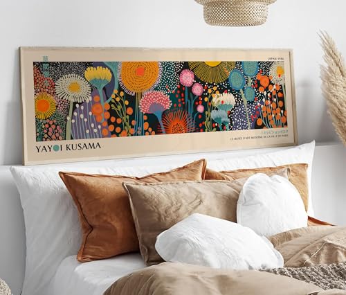 Impression sur toile grand format style Kusama : tableau floral Japandi - 3