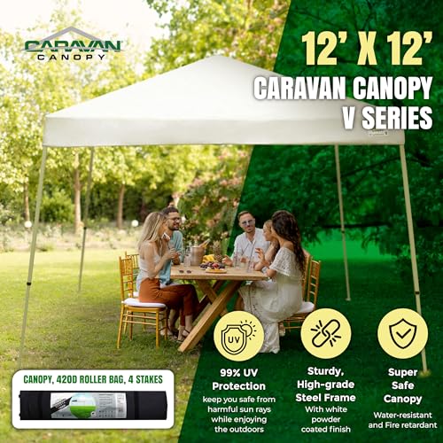Caravancanopyvseries12by12footoutdoorshadeinstantcanopykitwithsteelframeand150dpolyestercanopytop3legheightsettingswhite Urban Country Home Decor Caravan canopy v series 12 by 12 foot outdoor shade instant canopy kit with steel frame and 150d polyester canopy top 3 leg height settings white urban country home decor